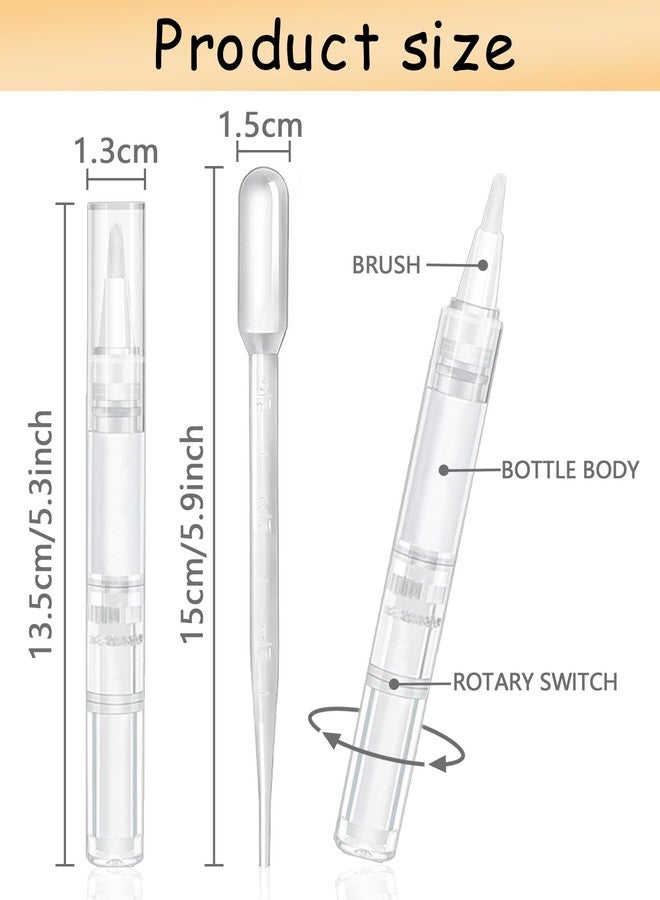 uadbau 6 Pcs 3ml Empty Cuticle Oil Pen with 4 Pcs Transfer Pipettes - Transparent Nail Oil Twist Pens with Brush Tip for Nail Oil, Eyelash Growth Liquid, Cosmetic Lip Gloss Container Applicators - Image 3
